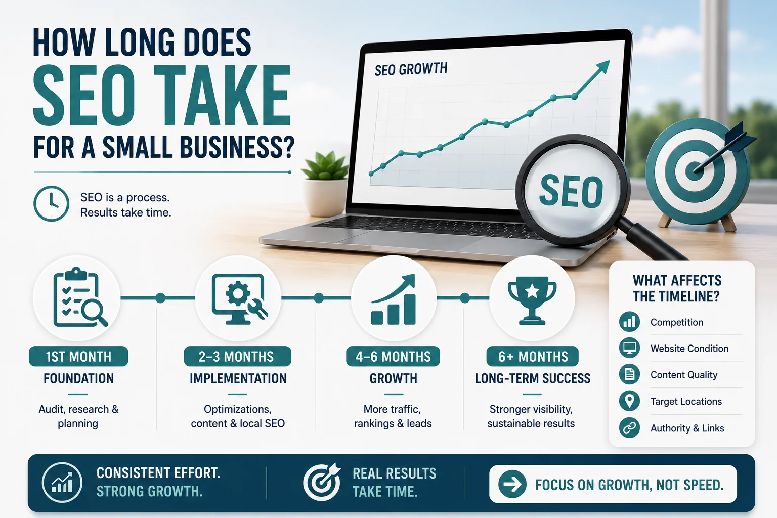 How long SEO takes for small businesses — realistic timeline and expectations in 2026