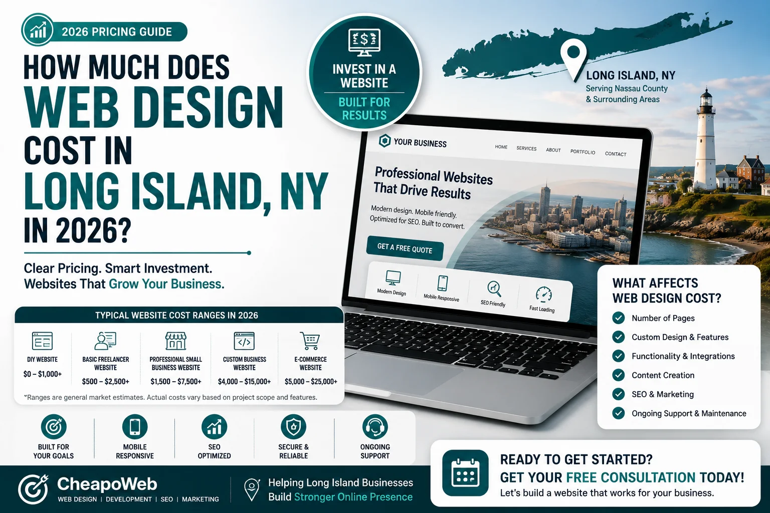 Web design cost planning for a Long Island New York small business