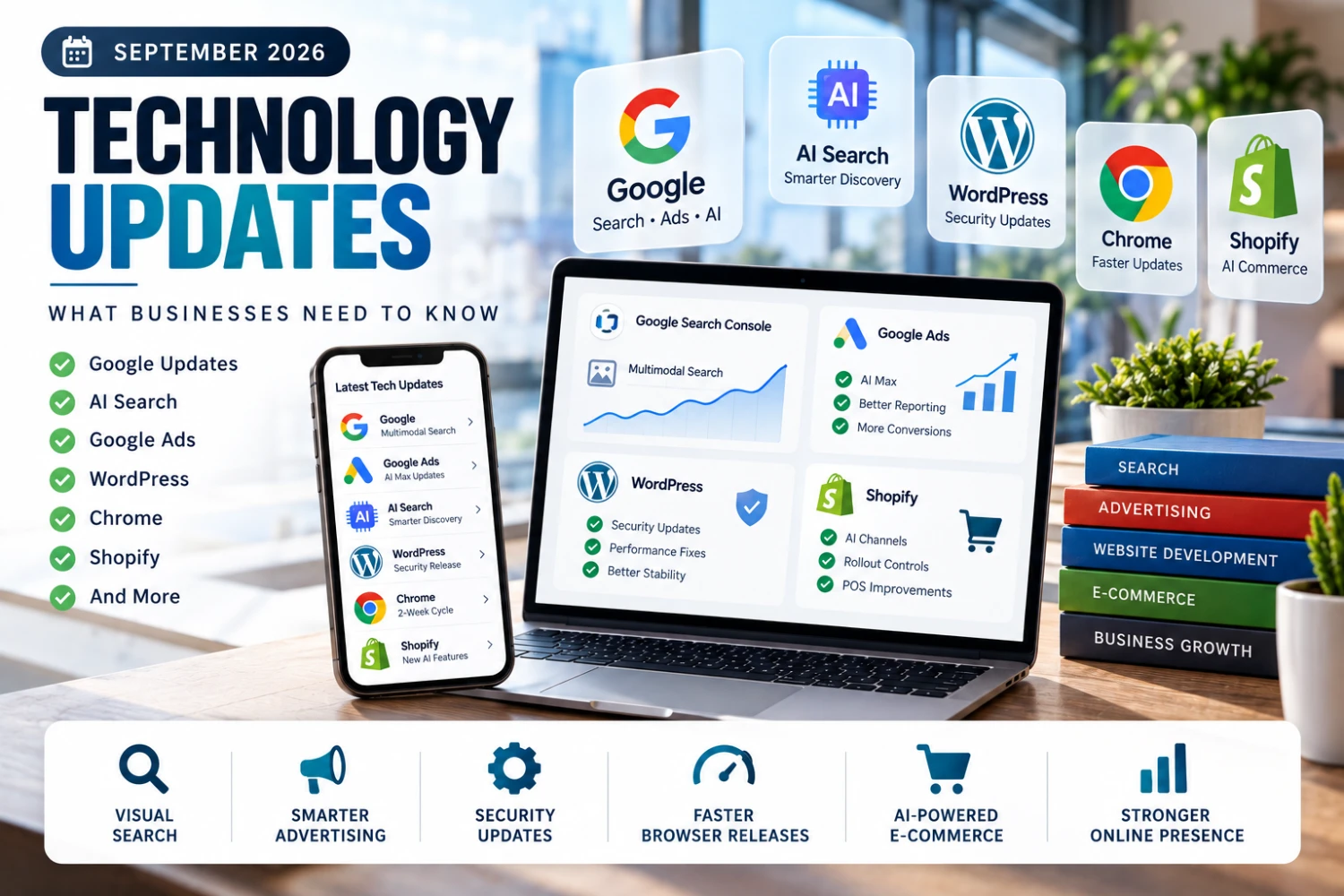September 2026 technology updates covering Google, AI, WordPress, Chrome, and Shopify